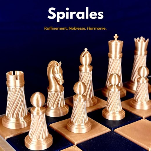Golden Spiral Chess Pieces – Stylish and Elegant Chess Set – Modern Chess Pieces – Decorative Chess Set – Unique Gift - Etsy