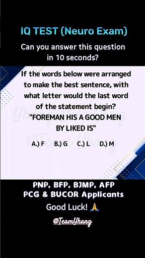 IQ TEST | NEURO EXAM | BFP, PCG, AFP, PNP, BJMP & BUCOR APPLICANTS | MARINE CORPS NEURO
