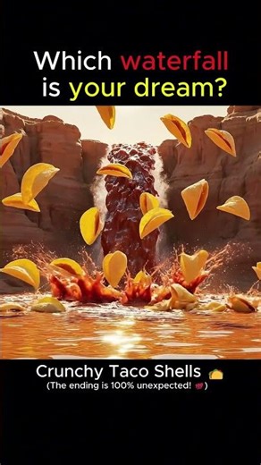 Which taco shell barrier opens to paradise? 🌮 #Dreamy #Waterfall #Surreal