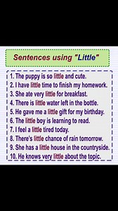 25K views · 641 reactions | Sentence using the word "Little" Learn English sentences English Vocabulary Little in a sentence #learnenglish #little #englishteacher #english #englishvocabulary #englishlearning #words | English Learning | Facebook
