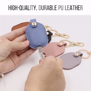 Leather Car Key Cover, Stylish Broken Car Keys Sleeve Protector, Vintage Auto Key Loop Replacement for Men Women (Black)