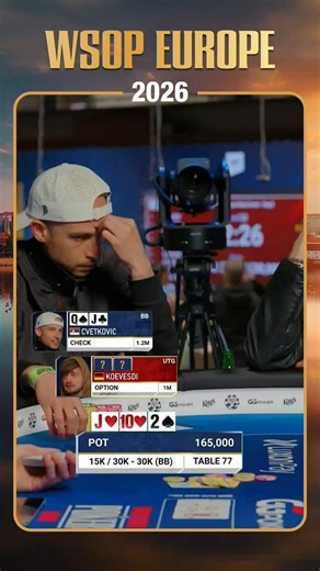 Nenad Cvetkovic has top pair, but Peter Koevesdi has the betting lead. Does Koevesdi have him beat? Be sure to head over to our YouTube Channel to catch all the highlights from Day 3 of the €5,300 Main Event!