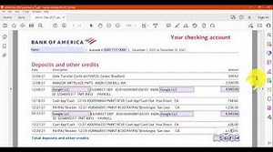 BOA Personal Bank Statement Template