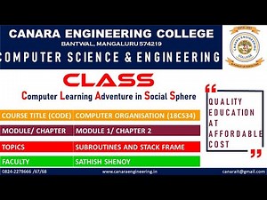 VTU CO (18CS34) COMPUTER ORGANISATION SUBROUTINES AND STACK FRAMES (M1 L13)