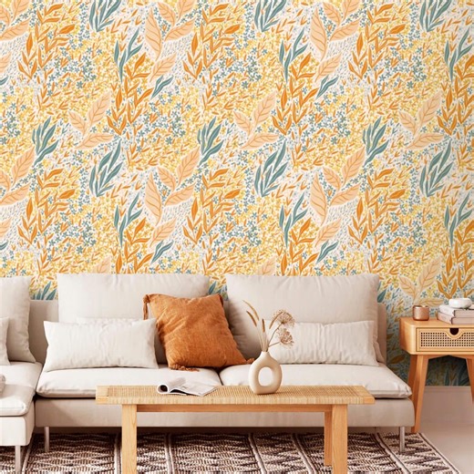 Wildflower Wallpaper Floral Meadow Flowers Vintage Style Peel and Stick Removable or Traditional Accent Wallpaper - Etsy