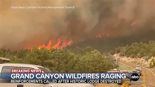 As heavy plumes of smoke from the Dragon Bravo Fire push into the Grand Canyon and extreme summer temperatures continue to fuel the flames, officials have called in reinforcements. With the fire still zero percent contained, Faith Abubey is on the scene. https://abcnews.link/M5L9loh | ABC World News Tonight with David Muir