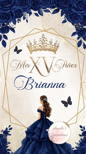 Navy Blue Quinceañera Invitation