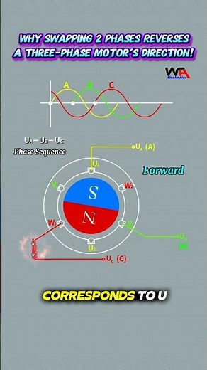 Why Swapping 2 Phases Reverses a 3-Phase Motor’s Direction #motor #motordirection #motorrotation
