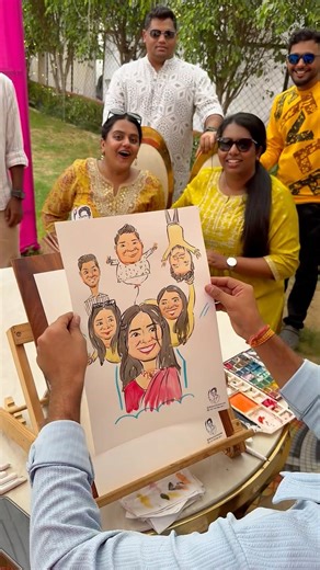Crazy friends group amazing reaction #caricature #wedding #event