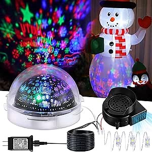 Enhon Replacement Air Blower for Inflatable with Colorful Rotating LED Light, Waterproof Fan Motor for Halloween Christmas Holiday Inflatable Outdoor Yard Decorations with 3 LEDs Bulbs Set(Classic)