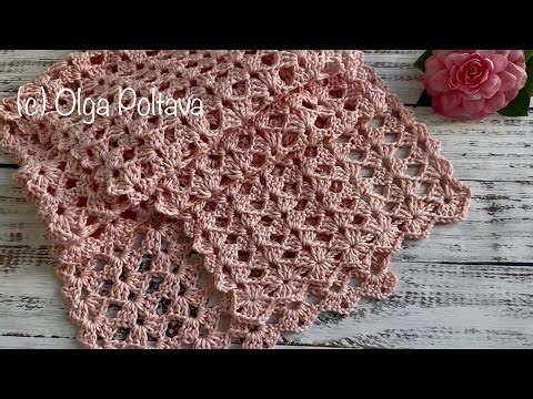 Crochet Lace Shells Scarf, EASY One Row Repeat