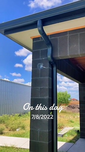 #onthisday 6” k-style seamless rain gutter install. With round downspout. #seamlessgutters #raingutters #gutterinstallation #guttertok #contractorsoftiktok #fyp #foryourpage #foryou #foryoupage #bluecollar