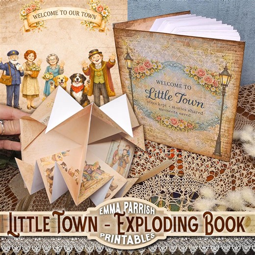 Printable Explosion Book Junk Journal | Cricut & Hand Cut | Turkish Map Fold Interactive Mini Album With Pockets, Tags, Journaling Pages - Etsy
