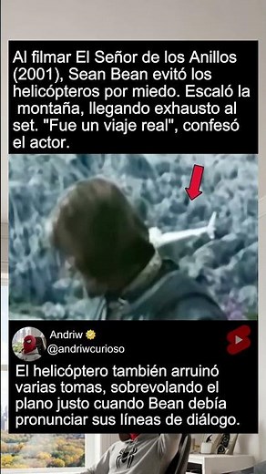 Al filmar El Señor de los Anillos (2001), Sean Bea...