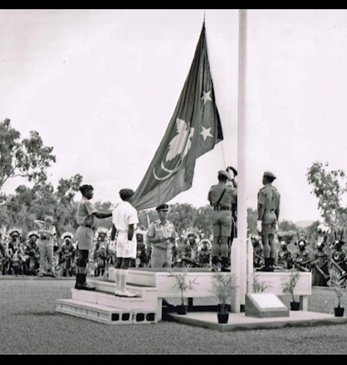 On September 16, 1975, the flag of Papua New Guinea (PNG) was raised and the Australian flag was lowered as PNG gained its independence.