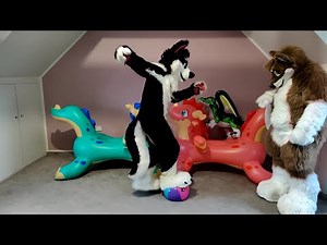 Trying to stomp Grace's beachball