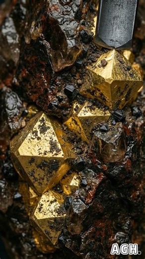 Gold stuck to black stone… when carved it immediately fell off.⛏️🤑