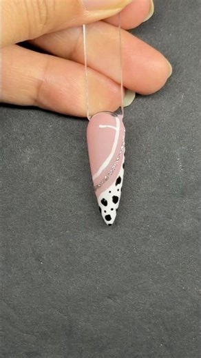 Trendy Cow Print French Nails🖤🤍 | Easy DIY Nail Art #easynailart #nailart #frenchnail #trendynails