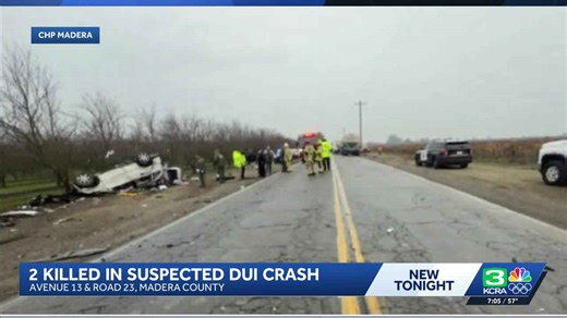2 dead, 3 hurt in New Year's Eve crash in Madera County; DUI suspected