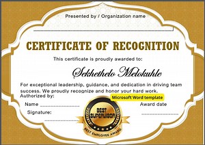 Supervisor Certificate Template | Editable Recognition Award (microsoft Word) - Etsy