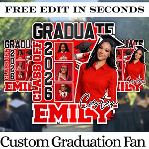 Graduation Fan Template, 2026 Grad Fan Canva Graduation Paddle Fan Graduation Fan Printable Class of 2026 Grad Fan - Etsy