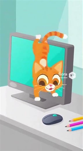 What does a cat do on a computer? 🐱💻😂 | Funny joke for kids