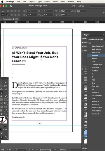Professional Book Formatting in InDesign Full Video: