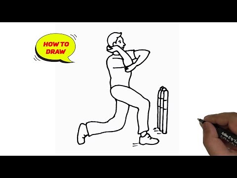 How to draw Cricket Player Bowler easy and step by step