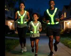 LED Reflective Vest Running Gear, 3 Lights Colors High Visibility Reflective Running Gear Rechargeable Light Up Running Vest for Walking Running Cycling, Adjustable for Men Women Kids