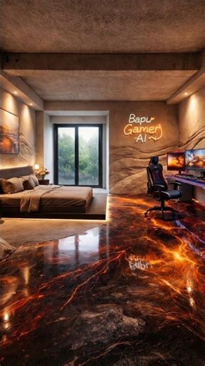 Dream Gamer Bedroom Setup – Free Fire Epoxy Floor & 3D Walls