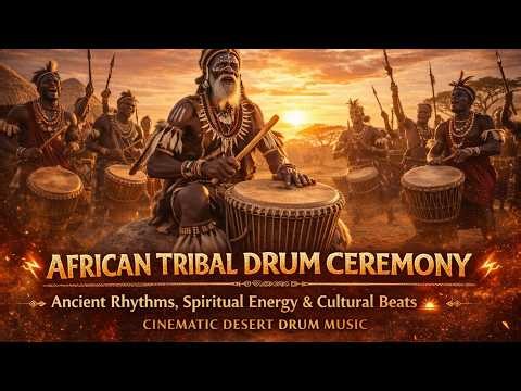 🔥 African Tribal Drum Ceremony | Ancient Rhythms, Spiritual Energy & Cultural Beats 🌅