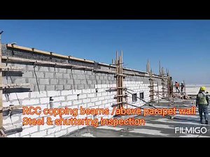 Copping beam above parapet wall