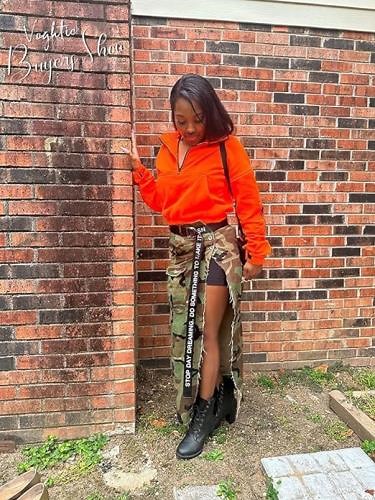 Women's camo skirts with high split