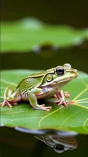 A Frog Perched on a Lily Pad in the Pond
