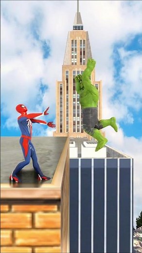 Spider-Man Kicks Hulk off the building Angry Hulk Transformation Animation | سبايدر مان يركل هالك