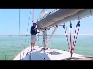 Offshore Sailing School - Removing Lazy Jacks to Hoist Mainsail