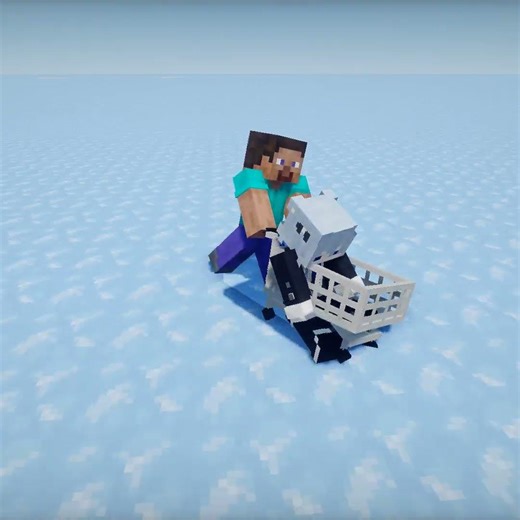Shopping Cart with Steve #minecraft #minecraftshorts
