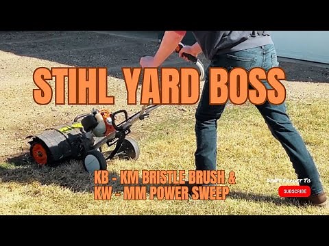 POWER SWEEP & BRUSH Removes Rocks from Grass, Caked dirt, and even water from your path!
