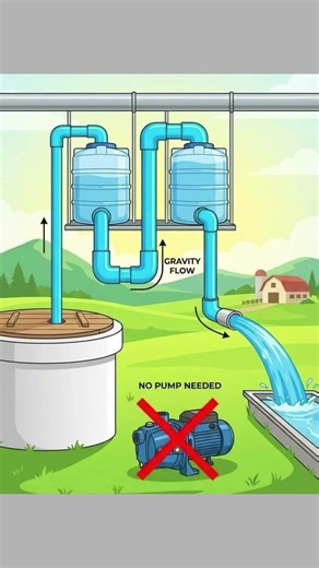 Free Water Flow System – No Pump Needed! #shorts #civilengineering065 #viral