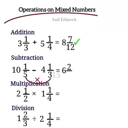 Mixed Numbers Trick You Must Know 😱 #mixednumbers #fractions #mathtricks #aniledutechyt #viralshorts