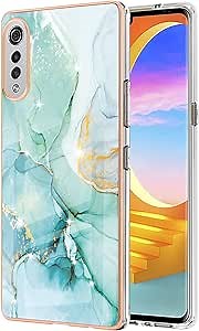 for LG Velvet 4G Case Velvet 5G Case, Soft TPU + IMD Marble Pattern Slim Design Enhanced Camera and Screen Protection Girls and Women Case for G9 Velvet Green A