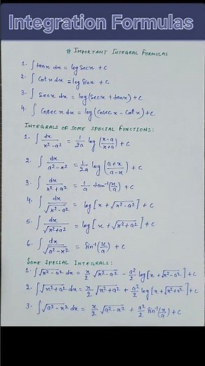 Integration formulas|| "Inegration made simple! learn most important formulas in under a minute".
