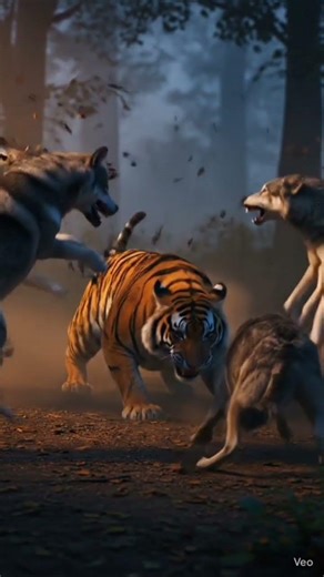 Bengal Tiger vs Wolf Pack Fight#wildlifeentertainment