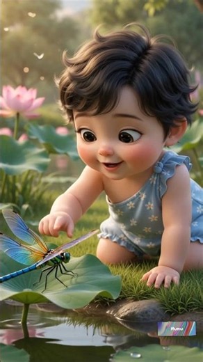 Mumu Meets a Magical Dragonfly 🪷🐉✨ | Cute Baby Nature Adventure | Pixar AI Animation