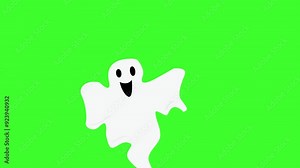 Halloween cartoon ghost animation on green screen Stock Video