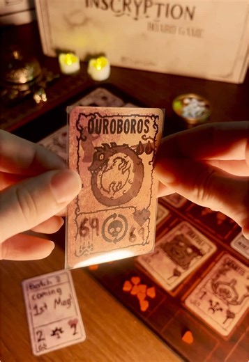 CrypticCrafter (@crypticcrafter) - Not real pvp gameplay, just a bit of fun with my excess teeth and ouroboros card 😘 #inscryption #boardgames #brokencard