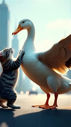 🐱 Cat vs 🦆 Duck | Funny Fight Cartoon for Kids | Cute Animal Animation Shorts 2025 #funforkids