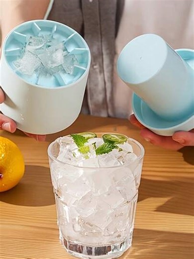 Mini Portable Fridge, Compact Ice Cube Tray, Quick Freeze Ice Cups, Home Portable Ice Cube Maker Tray, Easy To Use And Durable, Suitable For Making Ice Cubes, Cylindrical Ice Cube Tray - Mini Cup Ice Bucket, Suitable For Juice, Ice Buckets And Cylindrical Cups, Fruit Juice Accessories | SHEIN