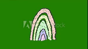 Hand drawn cute rainbow 2d animation, motion of rainbow, animated weather icon on green screen background 4k video Stock Video