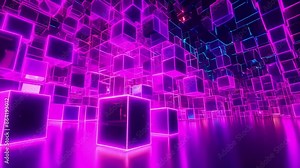 Modern digital background box beam with ample copy space, based on generative AI